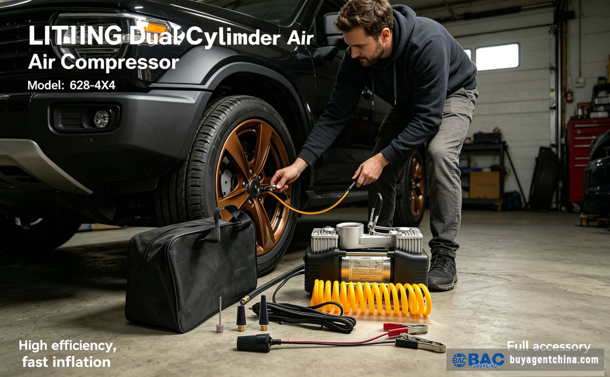 How to Source Car Tire Inflators from China 03 LITING Dual Cylinder Air Compressor