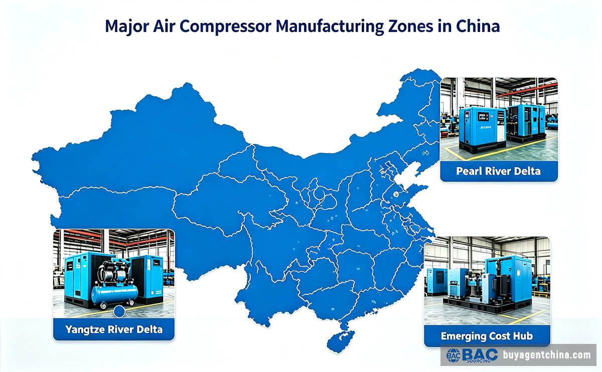 How to Source High-Quality, Cost-Effective Air Compressors from China 02 Major Air Compressor Manufacturing Zones in China