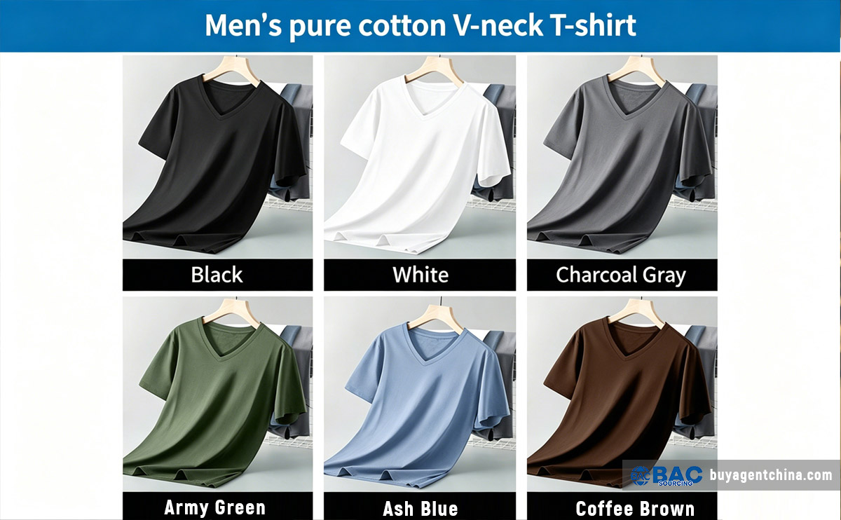 How to Source Qualified Men’s T-Shirts from China 01 Men's pure cotton V-neck T-shirt