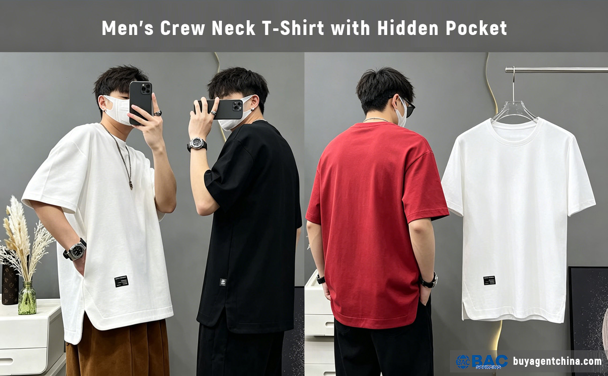 How to Source Qualified Men’s T-Shirts from China 02 Men's Crew Neck T-Shirt with Hidden Pocket