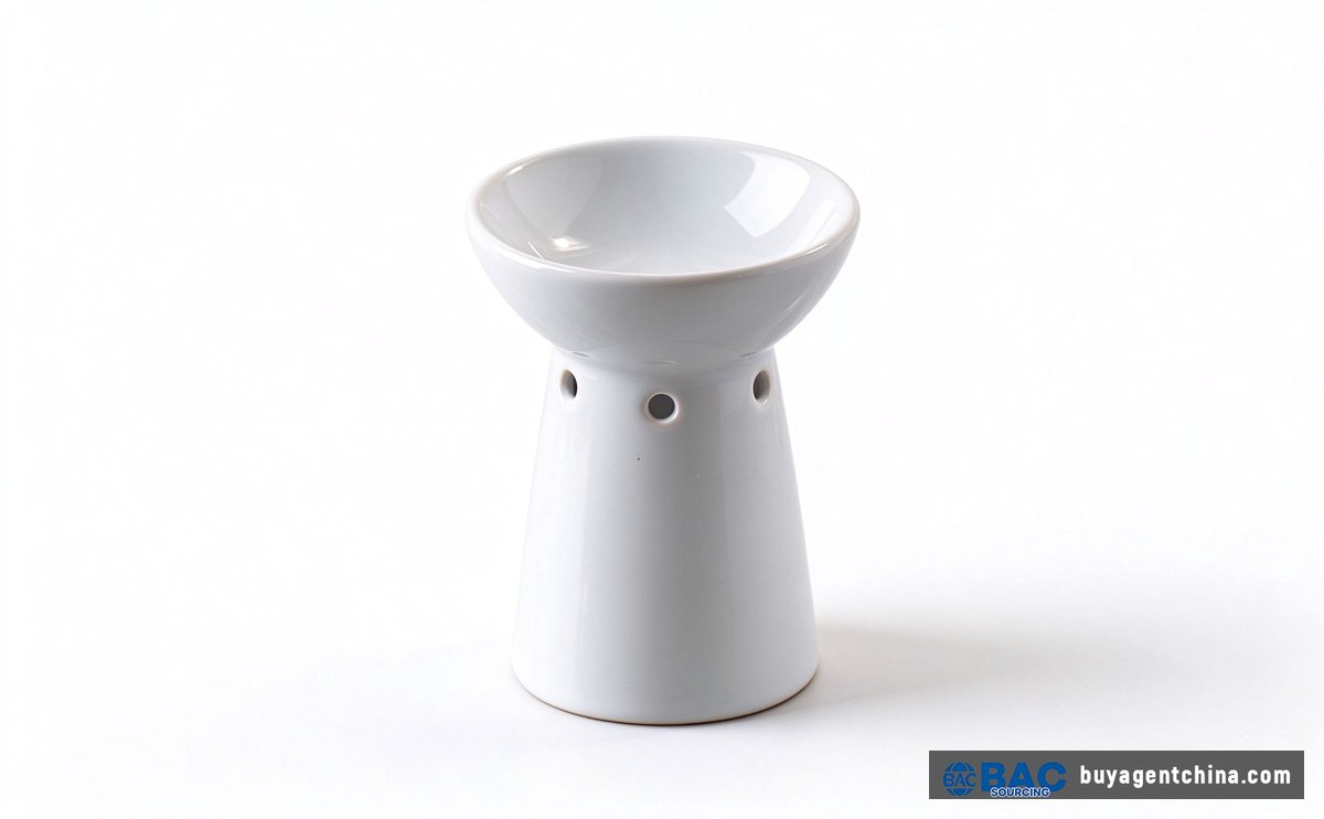 01 Quemador de aceites esenciales de porcelana blanca que funciona con vela — el modelo de volumen básico