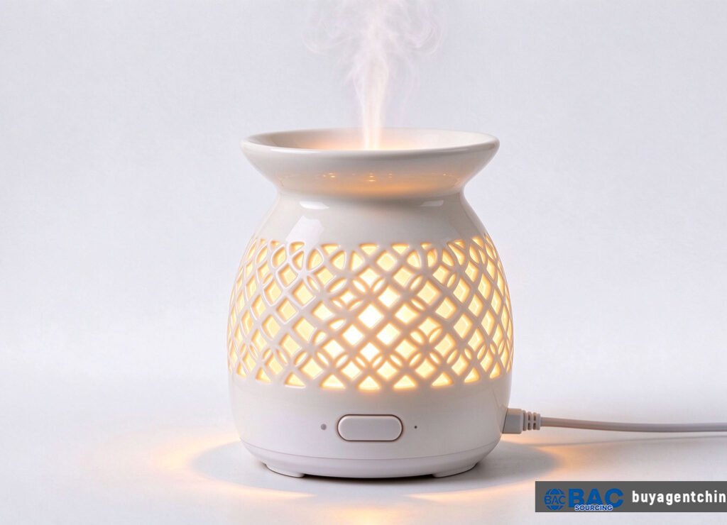 05 Electric ceramic aroma lamp with warm LED and mist — cross-border high-end model