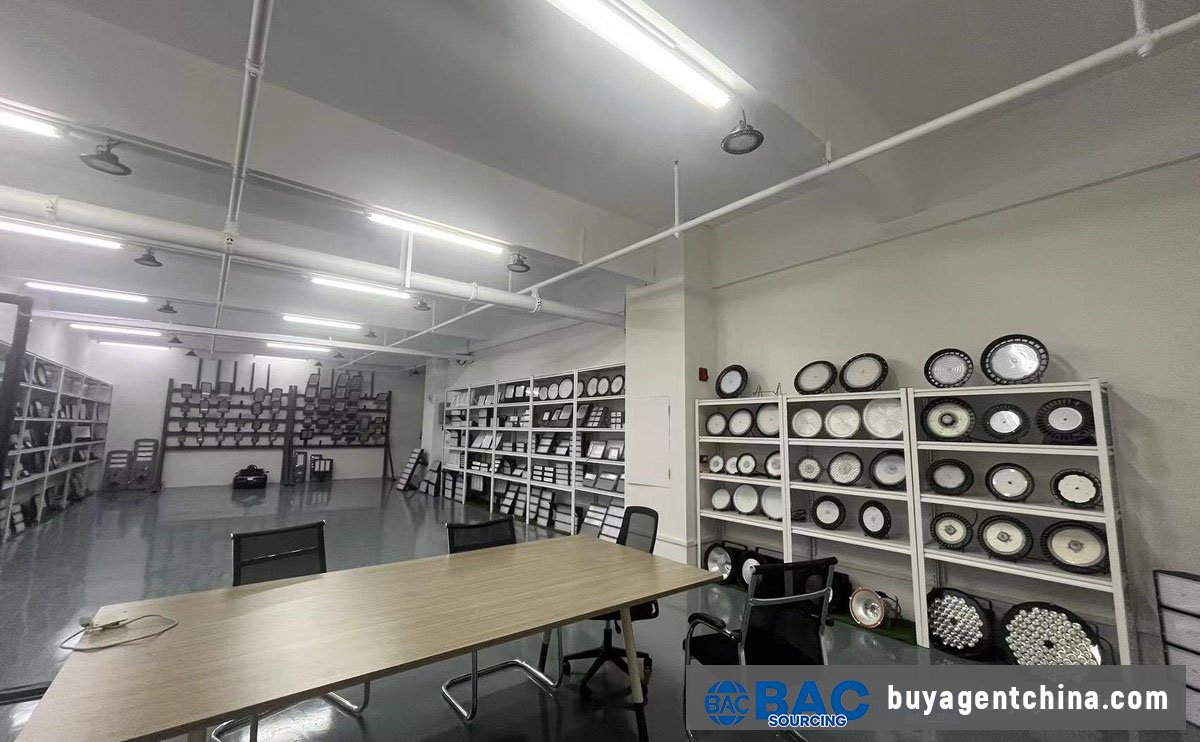 05 Finished flood lights on shelves before packing and shipment