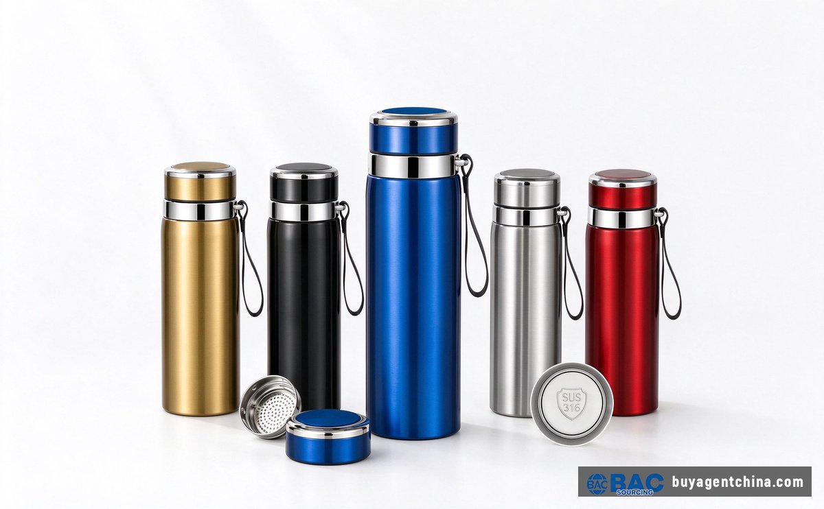 Coffret haut de gamme 316 destiné à l'exportation — cinq coloris avec infuseur (Source : photo du fournisseur)