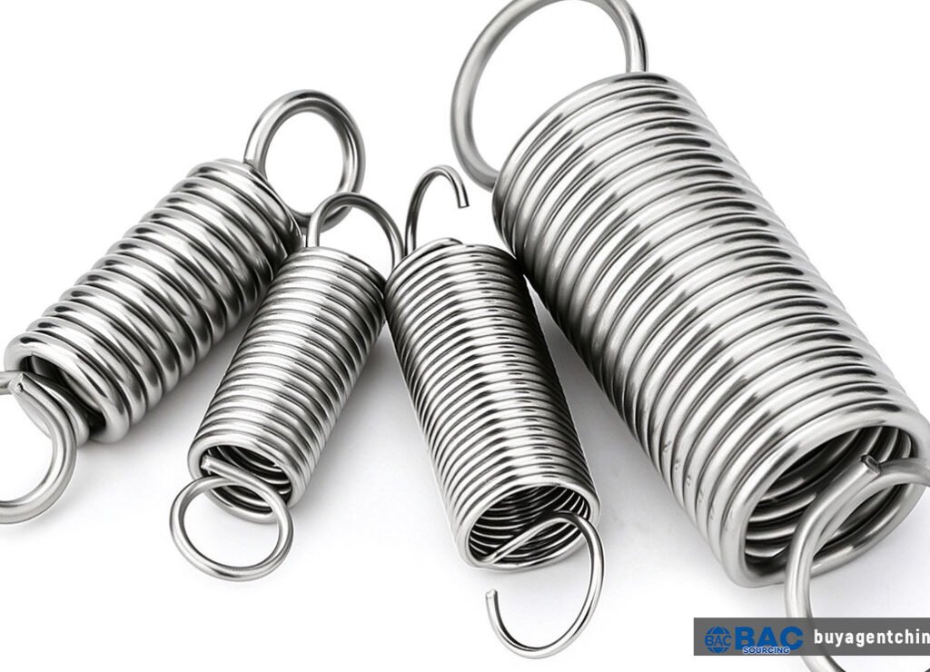 304 stainless extension springs with closed and open hooks — match the hook style to the load