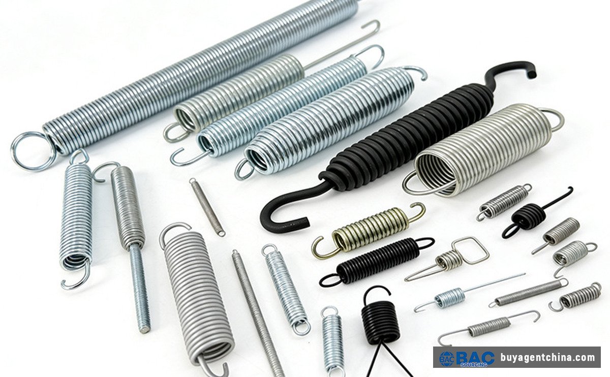 Extension, compression and torsion springs side by side — pick the type that matches the force